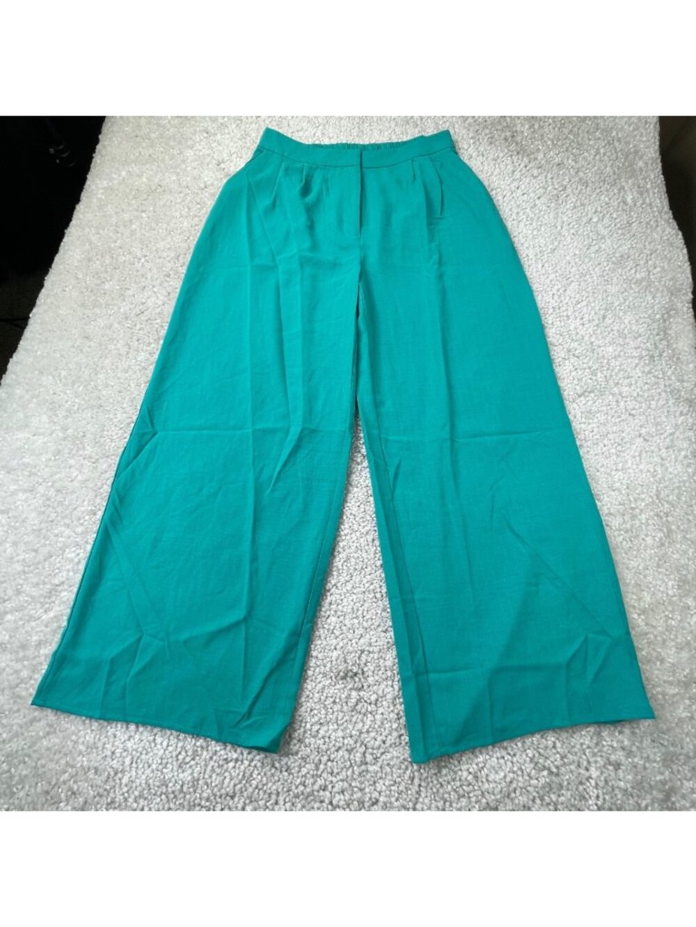 Umgee Pleated Wide Leg Trouser Pants Teal Green Womens Large